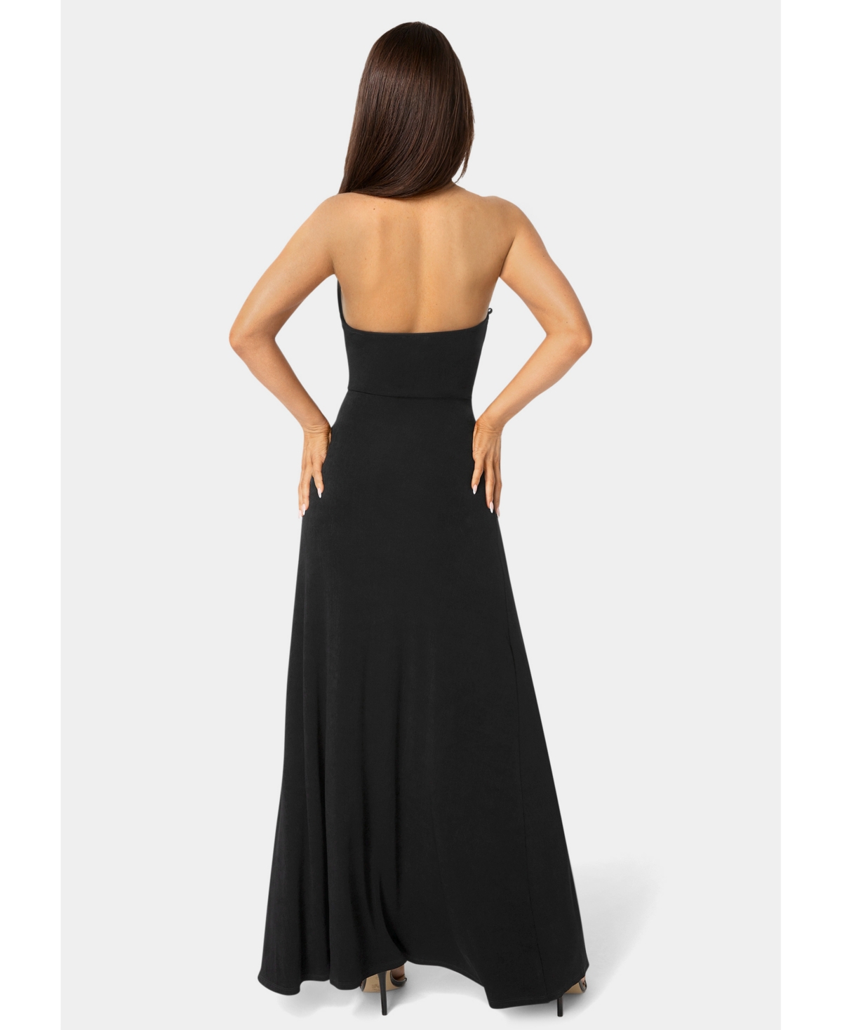 Bebe Women's Wrap Front Plunge Neck Maxi Dress