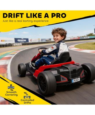 24V Electric Go Kart, Kids Drift Kart with Dual 150W Motors,