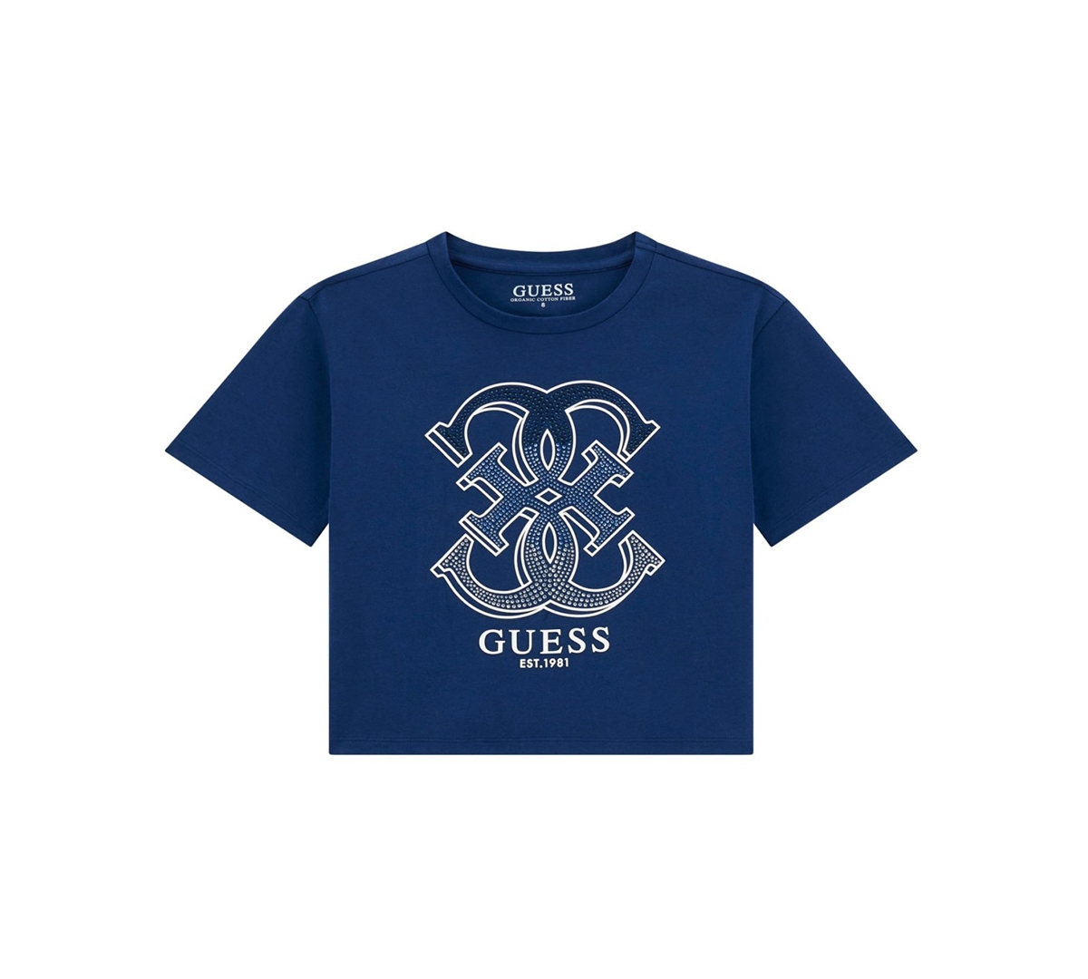 Guess Girls' 7-16 Round Neck Short-Sleeve T-Shirt - Blue