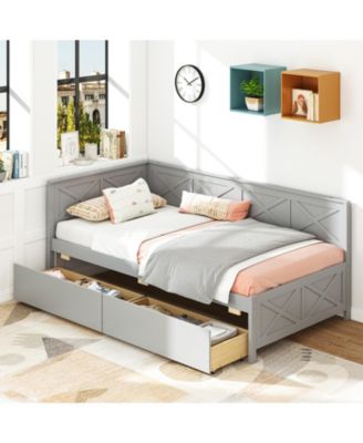 Modern Twin Daybed with Two Drawers and Slat Support - 42