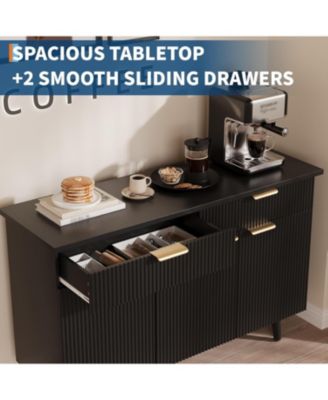 47" Fluted Sideboard Buffet Cabinet with Doors Drawers Storage