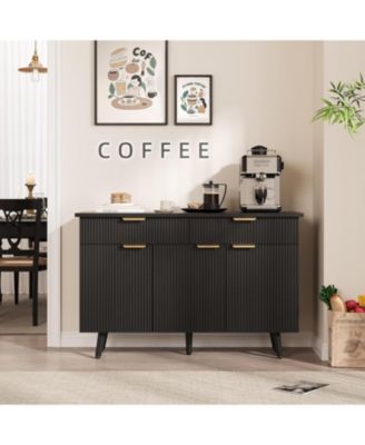 47" Fluted Sideboard Buffet Cabinet with Doors Drawers Storage