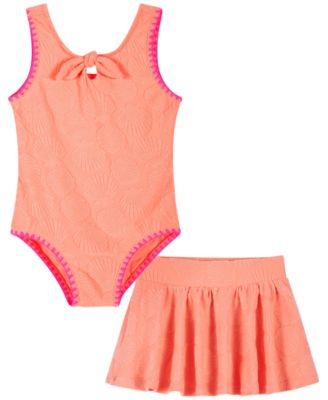 Girls' 2T-5 Bodysuit & Swim Skirt, 2-Piece Set