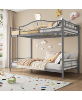Twin Over Twin Bunk Bed with Ladder & Full Guardrails, Heavy-Duty Metal Frame, 400 lb Capacity, Space-Saving, Noise-Free