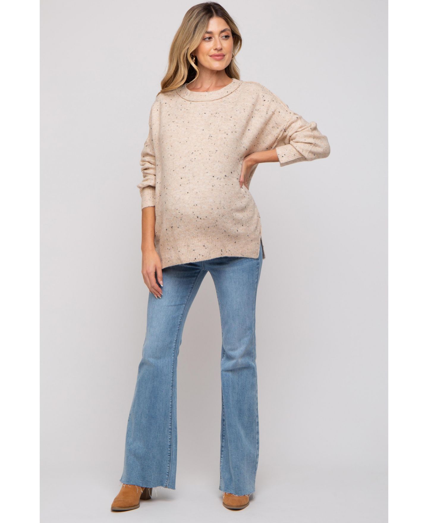 Женский свитер Pinkblush Speckled Knit, цвет: Бежевый — фото 5