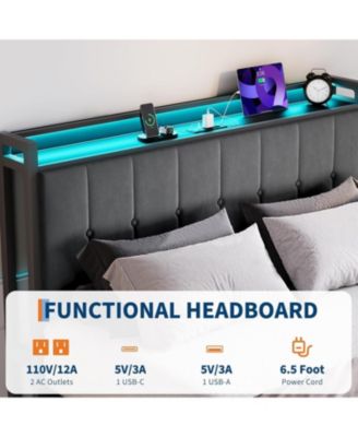 Full Upholstered Bed Frame with Lift-Up Storage, Metal Platform, Noise-Free, No Box Spring Needed