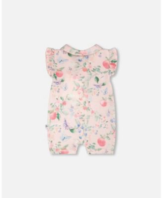 Baby Girls Cotton Muslin Romper Pink Printed Berries