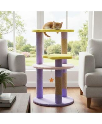 29-Inch Cat Tree Tower with Anti-Tip Base, 4 Multi-Level Perches & Jute Scratching Posts for All Cats, Large Kittens to Adults