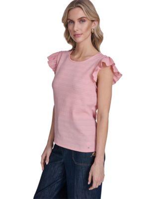 Women's Flutter-Sleeve Crew Neck Top