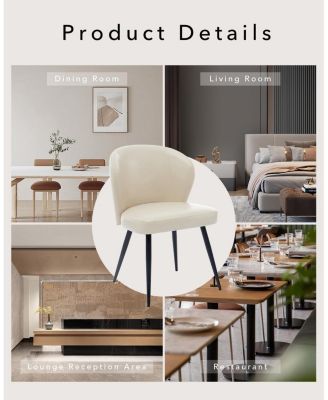 Set of 6 PU Leather Upholstered Accent Dining Chairs, Curved Backrest with Sturdy Steel Legs