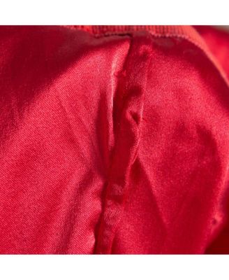 Women's Red Silk Organza Lace Trim Flared Dress