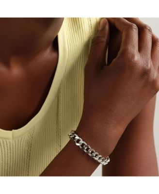 Silver Chunky Cuban Chain Bracelet with Toggle Clasp