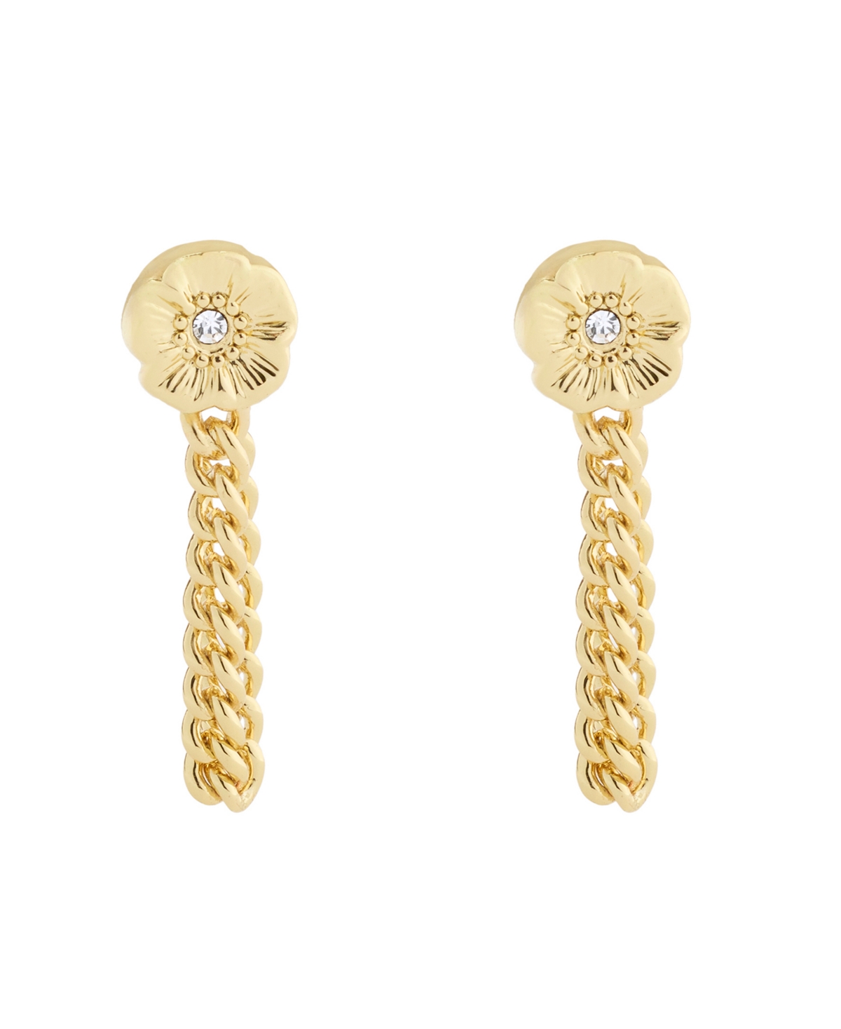 Coach Faux Stone Signature Tea Rose Front Back Earrings