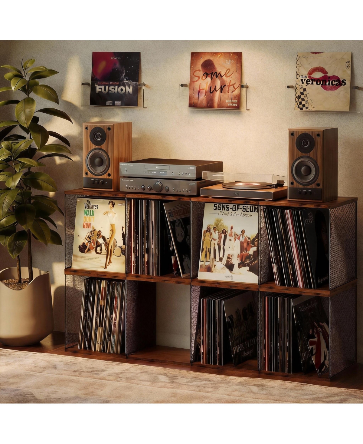 Yigii Diy Stackable Vinyl Record Storage Crate