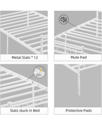 Twin XL Metal Bed Frame with Heart Design Headboard, Underbed Storage, No Box Spring Required