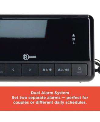 Projection Clock Radio - FM Radio, USB Charging Port, 1.2" Red LED Display with Dimmer, Dual Alarm & Snooze, 180° Image Rotation 6301862