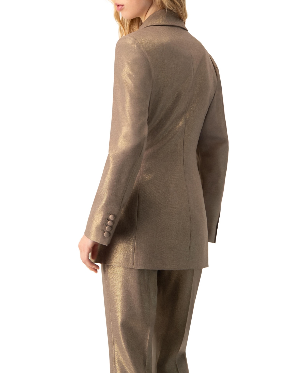 Ivonne Women's Sparkling Blazer with Flap Pockets