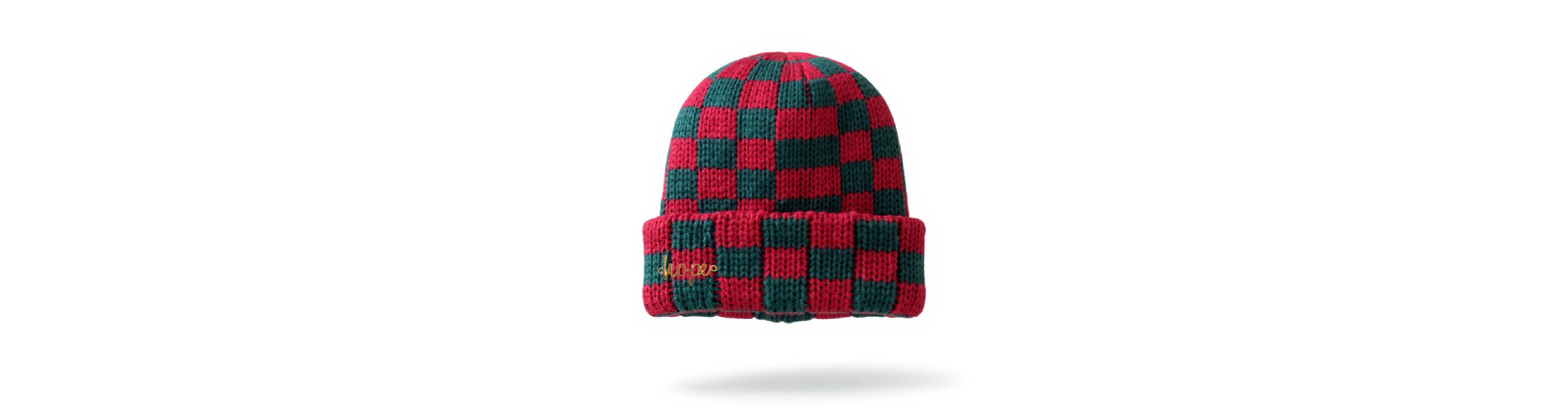Headbands of Hope Women's Two-Tone Checkerboard Knit Beanie - Red + Green