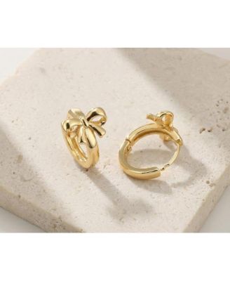 Gold-Tone Brass Bow Hoop Earrings