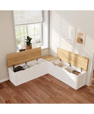 L-Shaped Shoe Bench Corner Bench With Storage Space For Entryway
