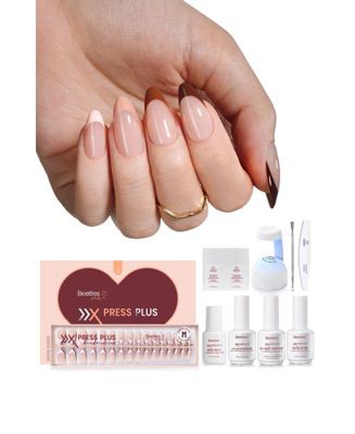 Medium Almond French Tip Press-On Nails Kit (224 pcs)