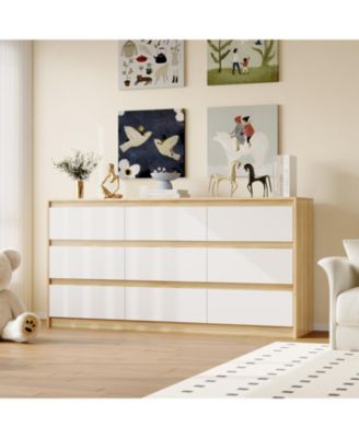 9-Drawer Wood Chest of Drawers Storage Cabinet