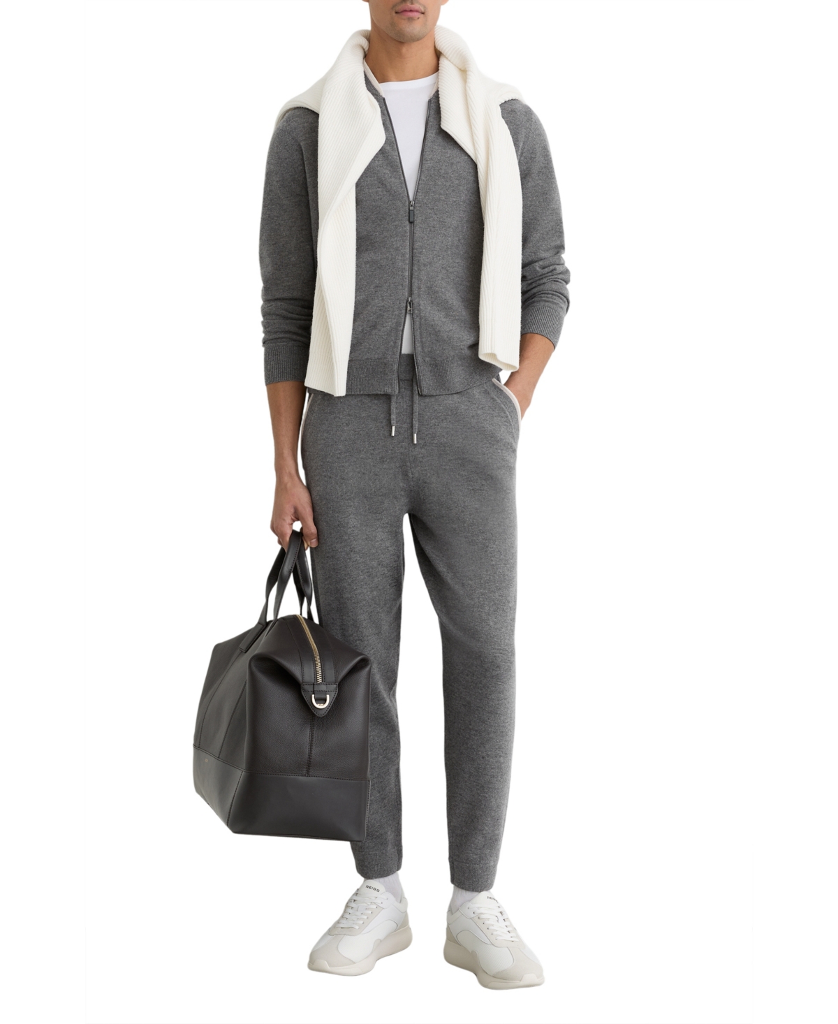 Reiss Men's Merino-Wool Zipped Bomber Cardigan