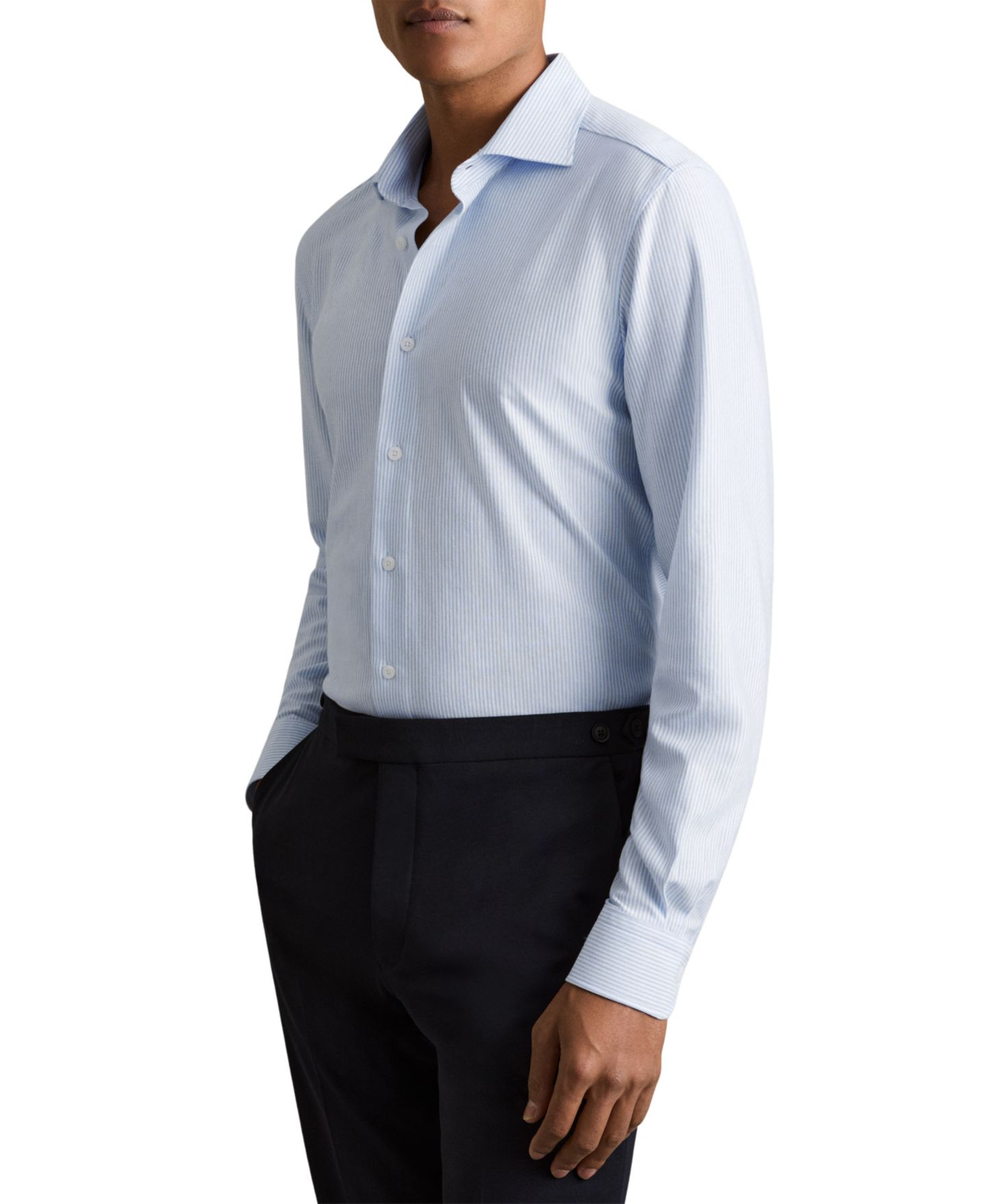 Мужская рубашка REISS Valdo Cotton-Blend Cutaway-Collar Striped — фото 1