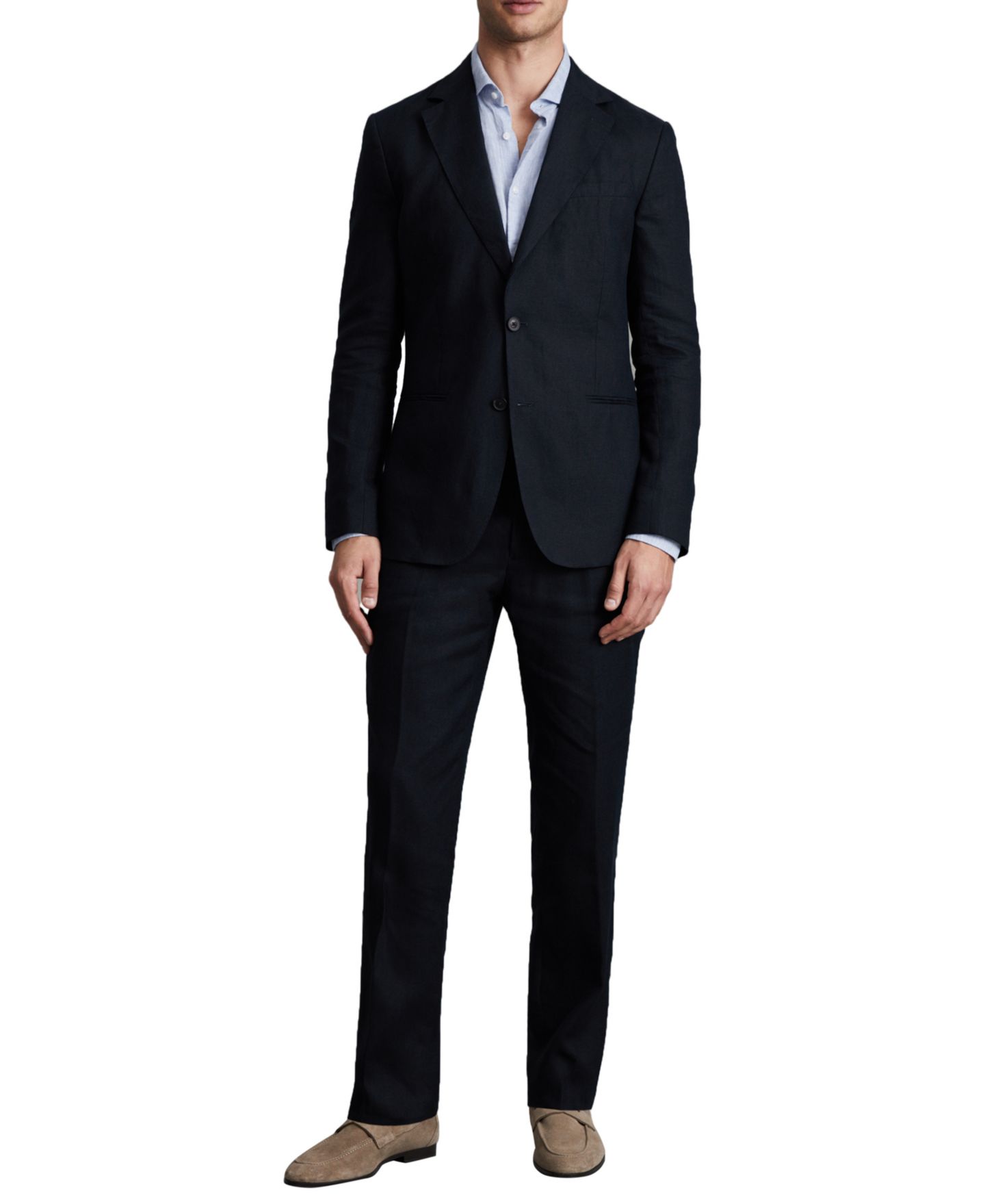 Мужской пиджак REISS Kin Tailored-Fit Single-Breasted Linen Blazer, цвет: Тёмно-синий — фото 2
