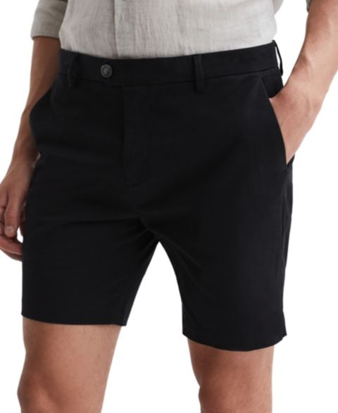 Мужские шорты REISS Wicket Modern Fit 7" Cotton Blend Chino, цвет: Чёрный