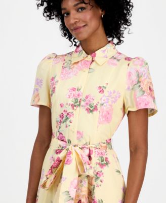 Women's Short-Sleeve Tiered Shirtdress