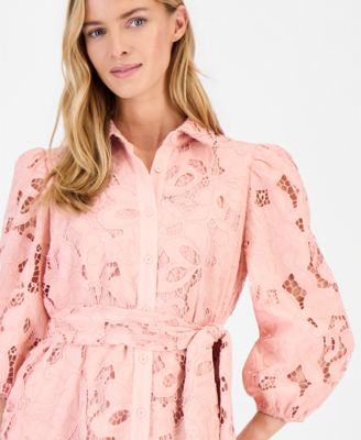 Women's Lace Scalloped-Hem Shirt Dress
