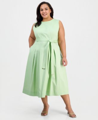 Plus Size Belted Midi Dress