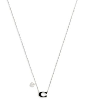 Faux Stone Signature C Heart Necklace