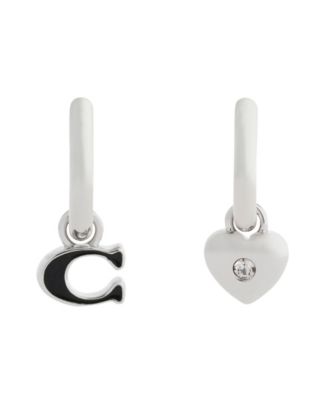Black Signature C Heart Mismatch Earrings