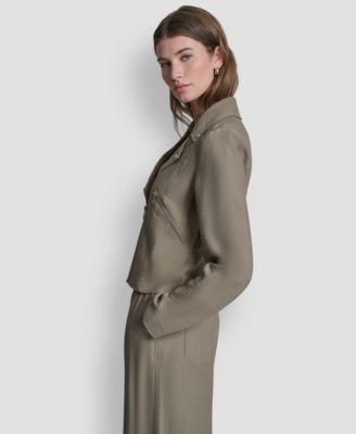 Women's Zipper Detailed Crinkle Jacket