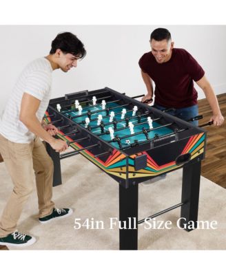 Large 54in Full-Size Foosball Table for Home, Game Room w/ 2 Balls, 2 Cup Holders