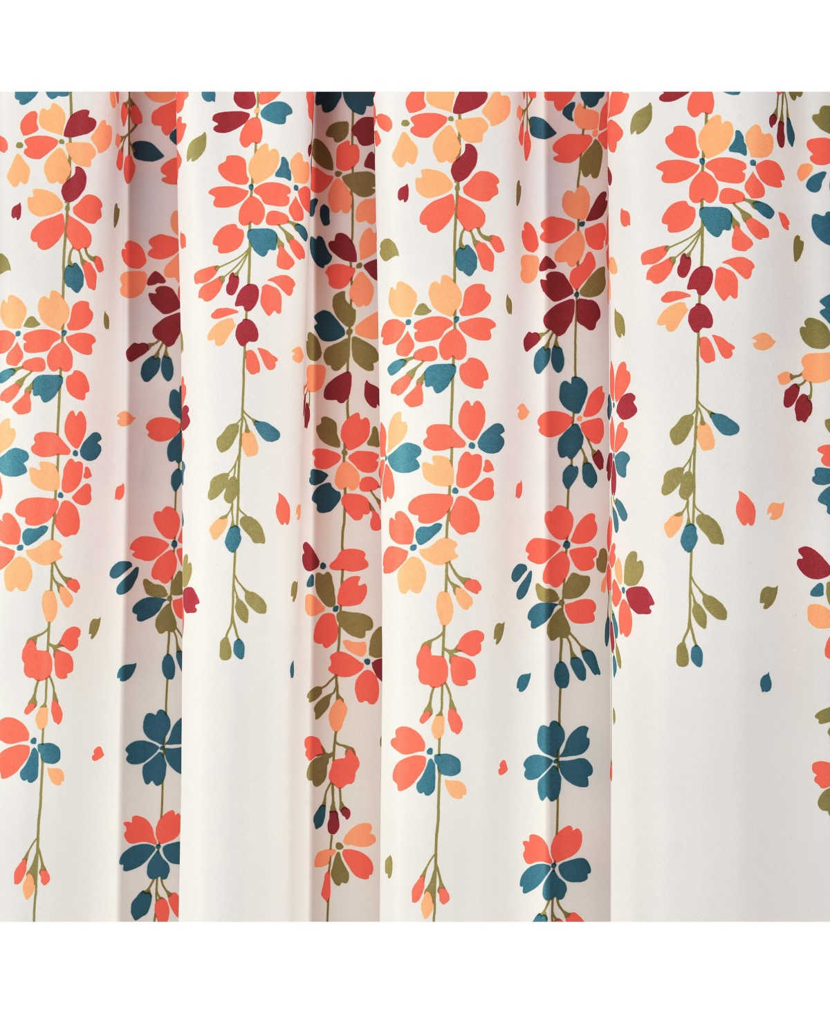 Lush Decor Weeping Flower Room Darkening Window Curtain Panels Pair Turquoise & Tangerine - Floral Curtains for Bedroom