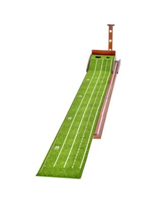 Golf Putting Mat Indoor 2-Hole Green with Ball Return Alignment Guide and Base