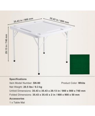 Folding Mahjong Domino Table with Green Top and Cup Holders