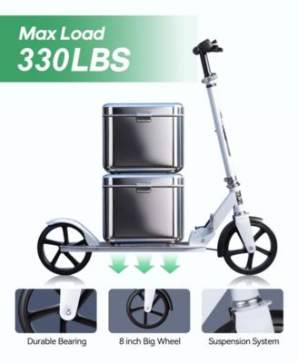 Lightweight Foldable Kick Scooter for Kids 8+ & Teens, Dual Suspension with 8" Wheels, Wide Deck, Supports Up to 330 lbs