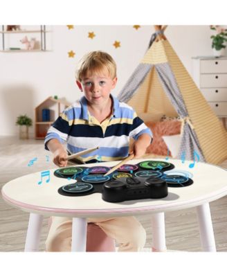 Roll-Up Electric Drum Set 9 Pads with Speakers Pedals Sticks MIDI