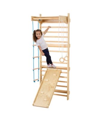 5-in-1 Swedish Ladder Wall Gym with Slide & Climbing Features