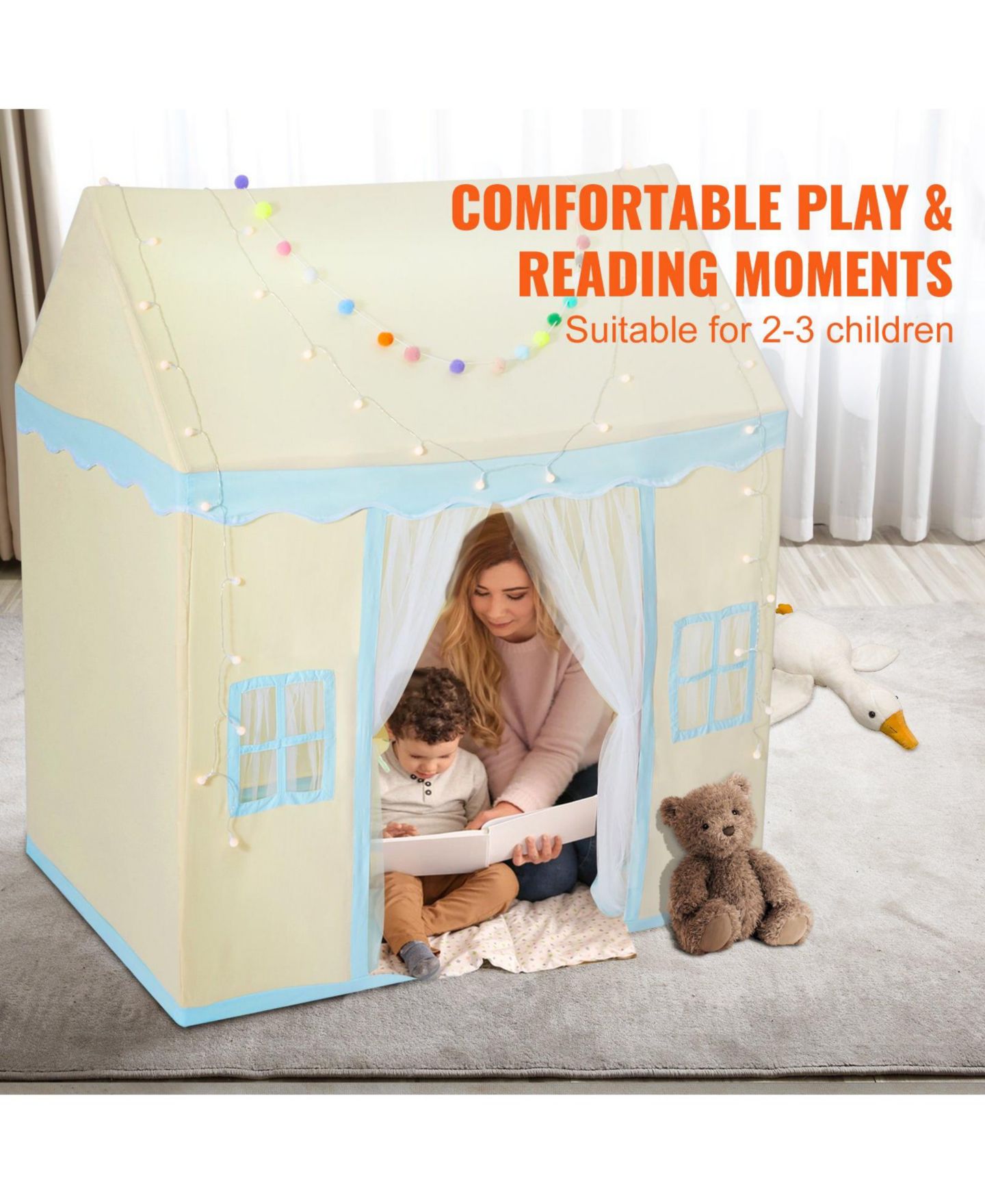 Детская игрушка SUGIFT Castle Design Play Tent with Mat & Lamp, Ages 3+, цвет: Бежевый — фото 9