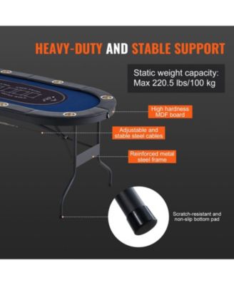 8-Player Foldable Poker Table 72" Oval with Cup Holders and Padding