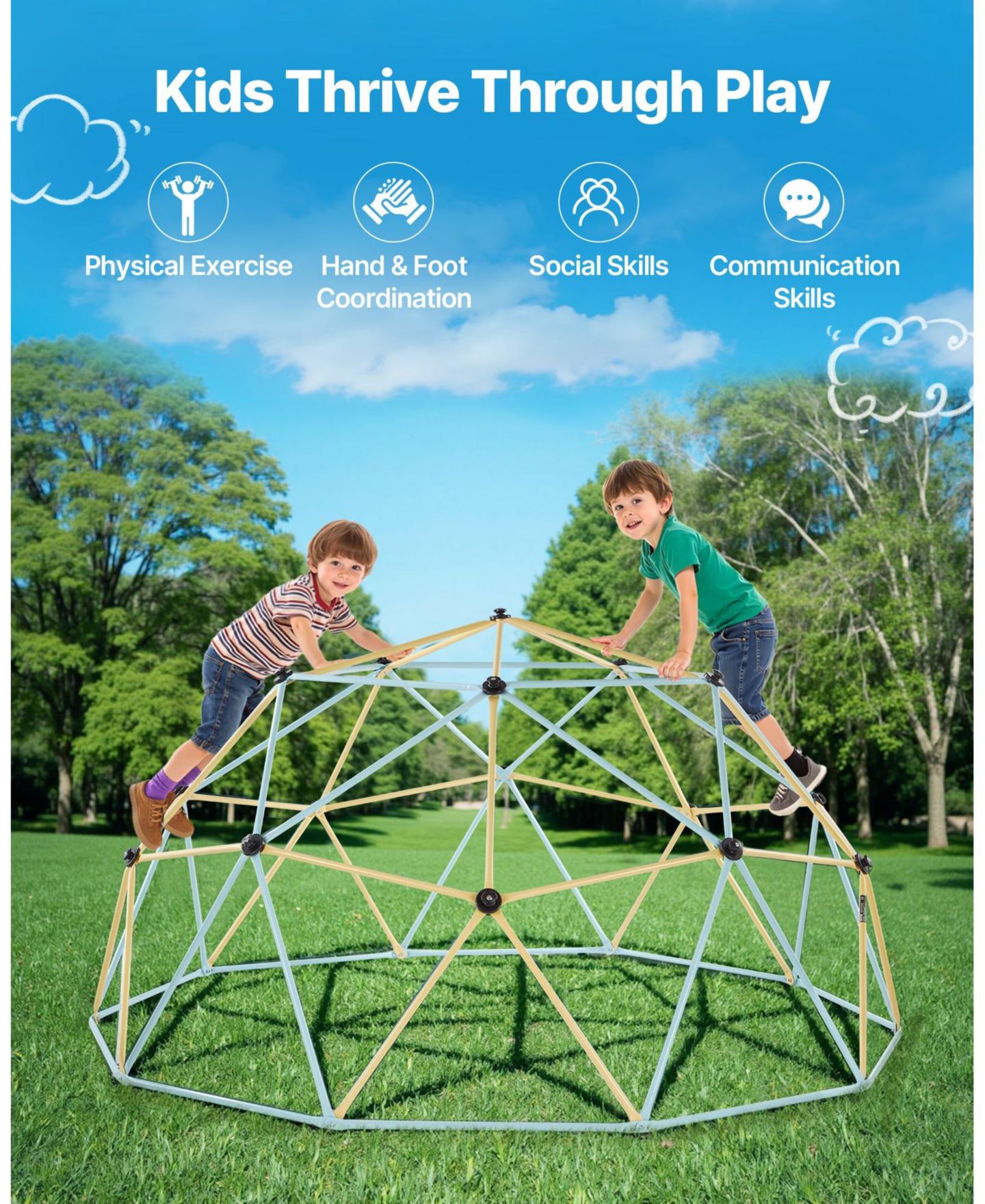 Детская игрушка SUGIFT 10FT Climbing Dome with Octopus Net and Basketballs, 1000 Lb Capacity, Ages 3-10, цвет: Жёлтый — фото 4