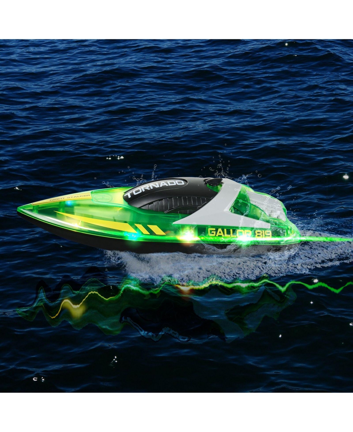 Sugift 2.4GHz Rc Racing Boat with Led Navigation Lights & Waterproof Design, Green