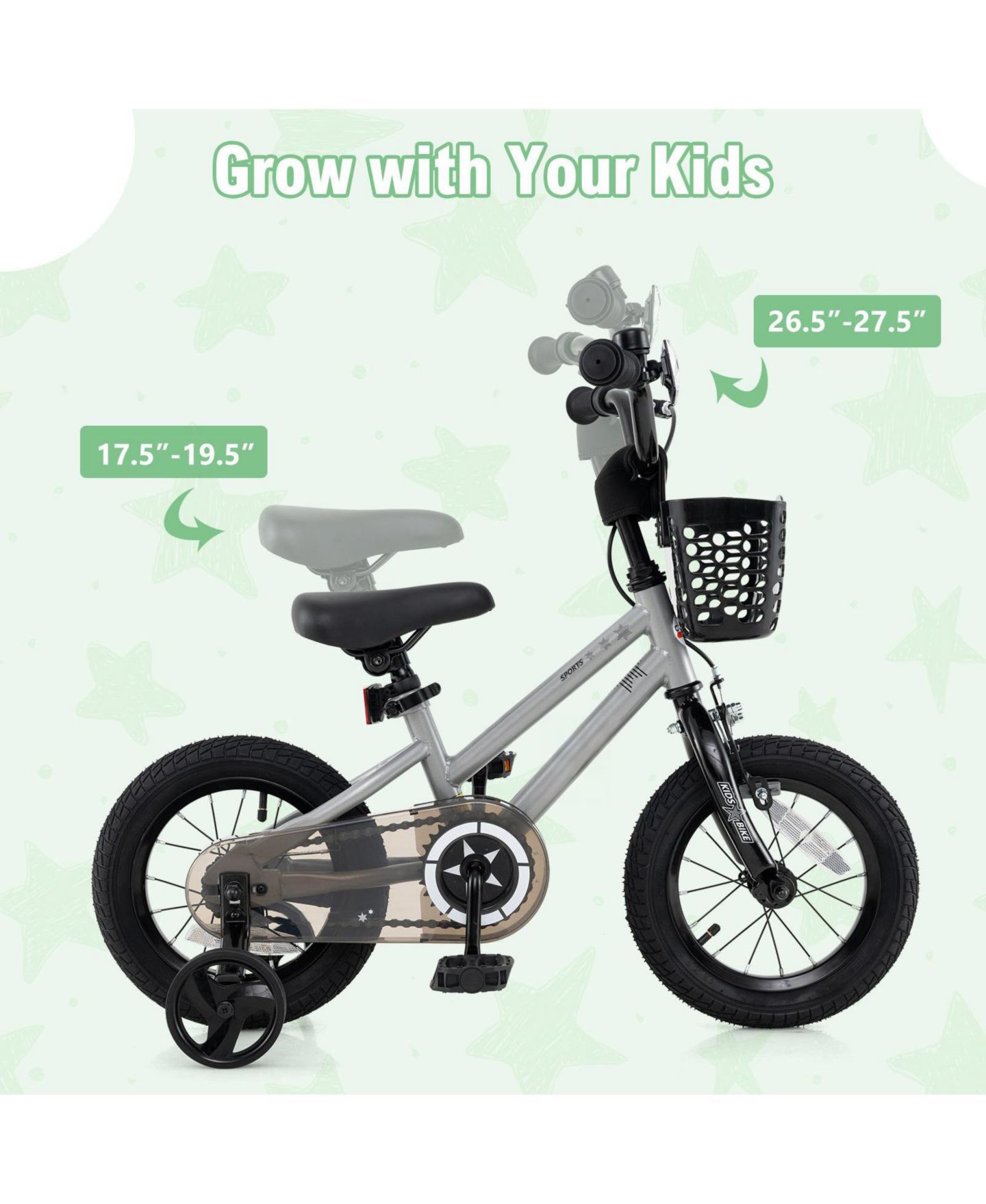 Детская игрушка SUGIFT 12-Inch Adjustable Kids Bike with Transparent Chain Cover, Ages 3-4, цвет: Чёрный — фото 8