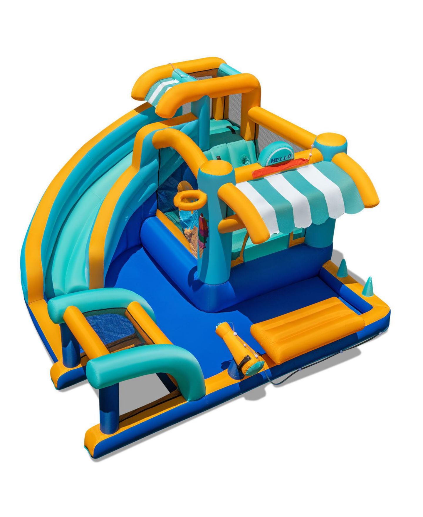 Детская игрушка SKONYON Ice-Cream Themed Inflatable Water Slide Bounce House with Games, Holds up to 5 Kids, Ages 3-12, цвет: Синий — фото 11