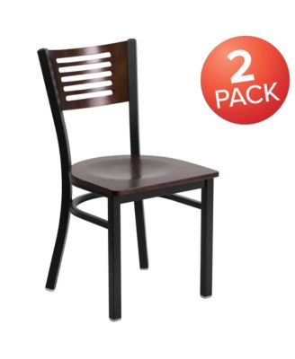 2 Pack Decorative Slat Back Metal Restaurant Chair